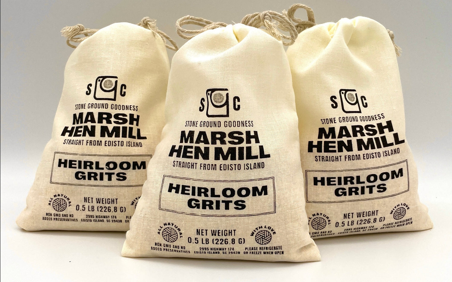 Half Pound Yellow Grits Cloth Gift Bag