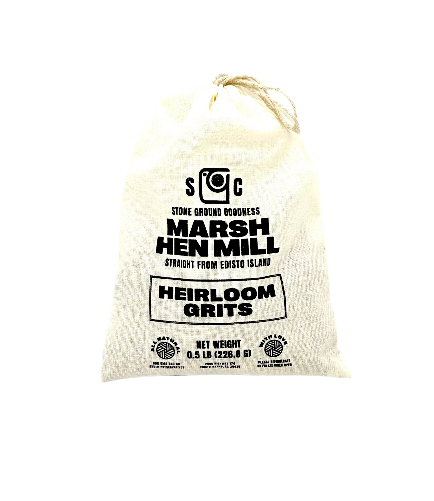 Half Pound Yellow Grits Cloth Gift Bag