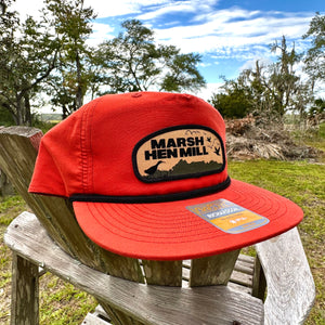 Orange Richardson rope hat with High tide patch