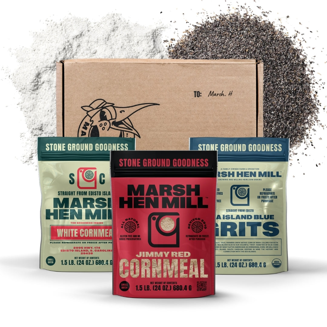 Red White and Blue Gift Box - Jimmy Red Cornmeal, White Cornmeal, Sea Island Blue Grits